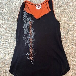 Harley-Davidson Black and Orange Tank Top